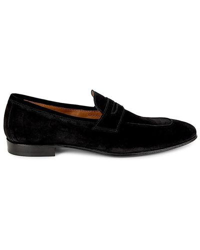 Saks Fifth Avenue Suede Penny Loafers - Black