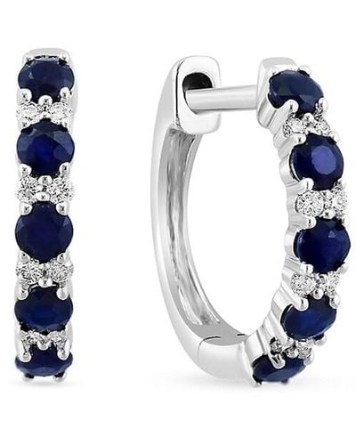 Effy 14K, Natural & Diamond Huggie Earrings - Blue