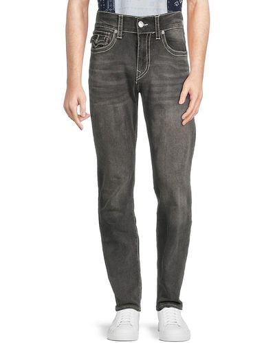 True Religion Ricky Relaxed Straight Whiskered Jeans - Gray