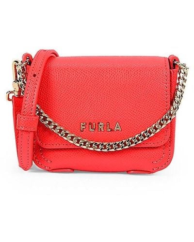 Furla Logo Leather Chain Crossbody Bag - Red