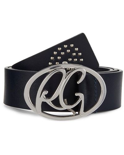 Robert Graham Logo Leather Belt - Blue