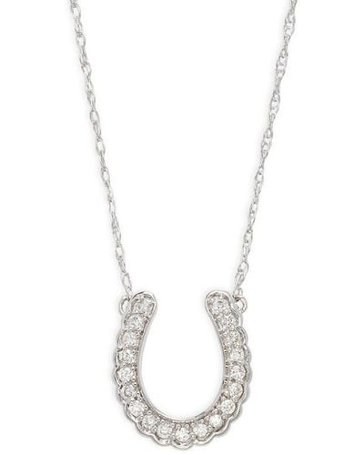 Saks Fifth Avenue 14k White Gold & 0.10 Tcw Diamond Horseshoe Necklace/18"