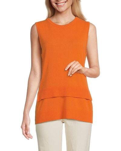 Akris Punto Solid Virgin Wool & Cashmere Jumper Vest - Orange