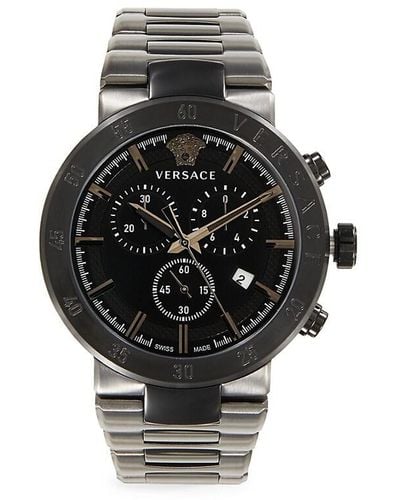 Versace 43Mm Two Tone Stainless Steel Chronograph Watch - Black