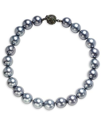 Kenneth Jay Lane Gunmetal Plated & 16mm Faux Pearl Necklace - Metallic