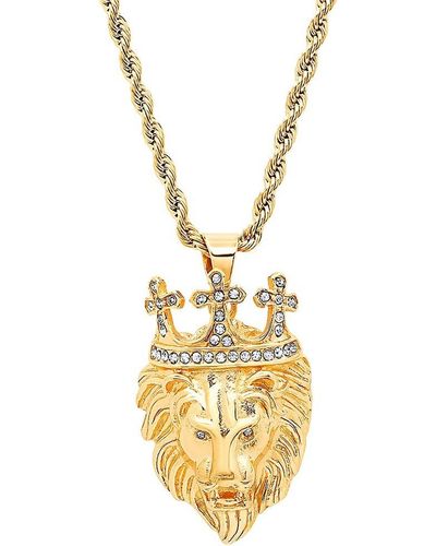 Anthony Jacobs 18k Goldplated, Stainless Steel, & Simulated Diamond King Lion Pendant Necklace - Metallic