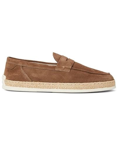 Bruno Magli Riva Suede Penny Espadrille Loafers - Brown