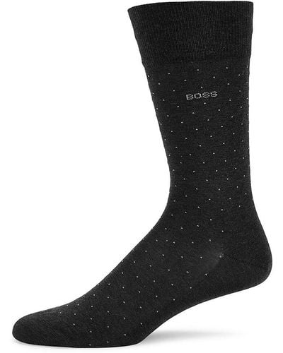 BOSS George Dot Print Logo Socks - Black