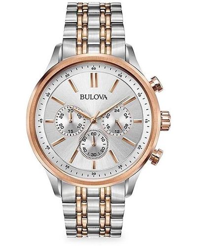 Bulova 42mm Two-tone Stainless Steel Chrono Watch - Metallic