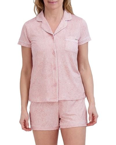 Tahari 2-piece Jersey Top & Shorts Pajama Set - Pink