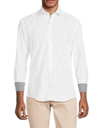 Bertigo Tonal Plaid Jacquard Shirt - White