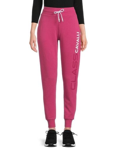 Class Roberto Cavalli Logo Graphic High Rise Sweatpants - Pink