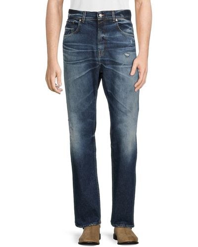 7 For All Mankind Cooper Squiggle High Rise Straight Leg Jeans - Blue