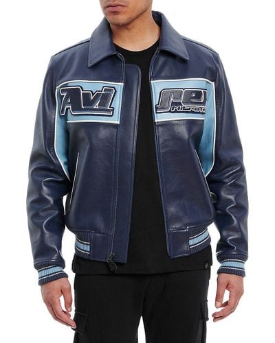 Avirex Nitro Run Leather Jacket - Blue