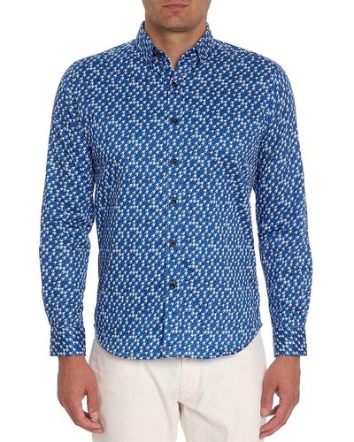 Robert Graham Auburndale Satin Button-up Shirt - Blue