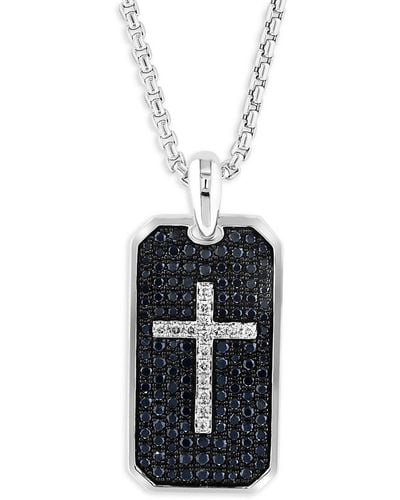 Effy 14K & 1.1 Tcw Diamond Cross Pendant Necklace - White
