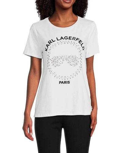 Karl Lagerfeld Embellished Sunglasses T-shirt - White