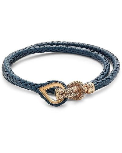 Esquire Goldplated & Leather Wrap Bracelet - Blue
