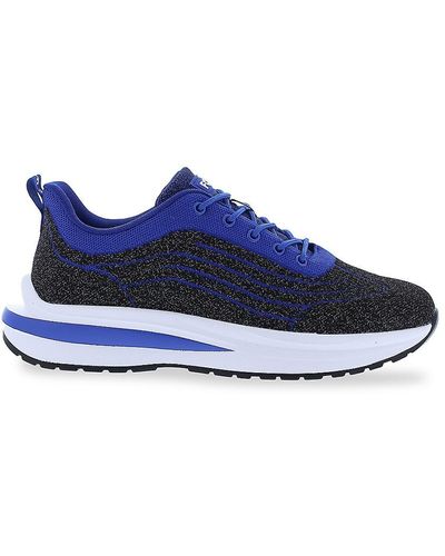 French Connection Crew Athletic Low Top Knit Trainers - Blue