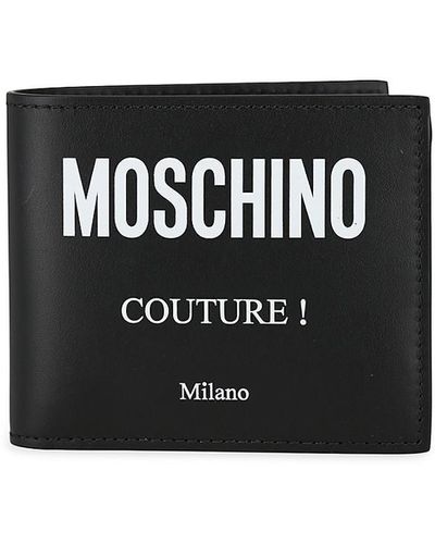 Moschino Logo Leather Bifold Wallet - Black