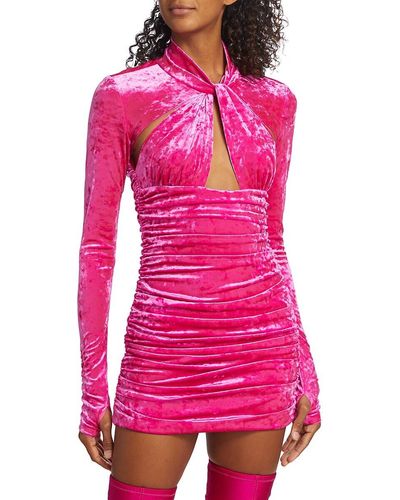 Ronny Kobo Arsenia Crushed Velvet Twisted Minidress - Pink