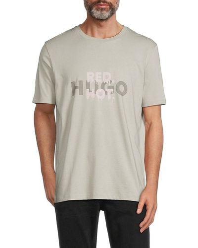 HUGO Domayred Hot Logo T-Shirt - Grey