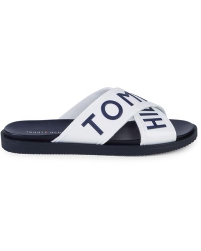 Tommy Hilfiger Logo Crossover Slide Sandals - White