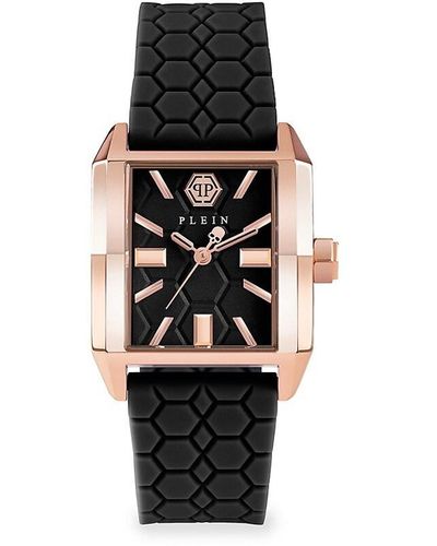 Philipp Plein Offshore 29.5mm Ip Rose Gold Stainless Steel & Silicone Strap Watch - Black