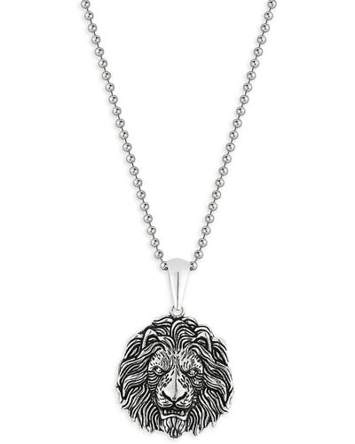YIELD OF MEN Rhodium Plated Sterling Silver Lion Pendant Necklace - White