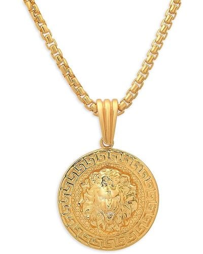 Anthony Jacobs 14k Goldplated Sterling Silver Lion Head Pendant Necklace - Metallic
