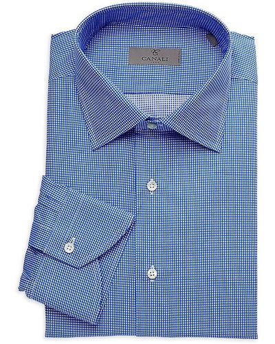 Canali Modern Fit Checked Dress Shirt - Blue
