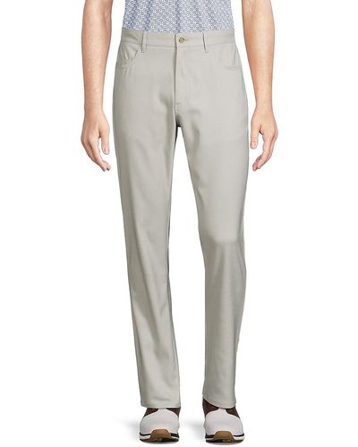 Tailorbyrd Solid Flat Front Pants - Gray