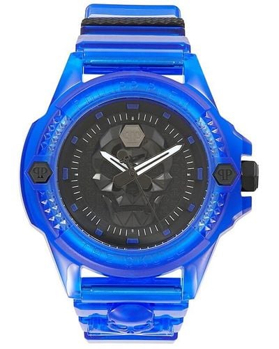 Philipp Plein The $kull Synthetic 45mm Polycarbonate & Silicone Strap Watch - Blue