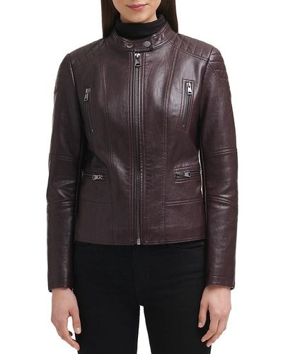 Kenneth Cole Faux Leather Moto Jacket - Black