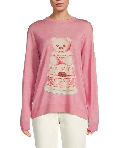 Moschino Teddy Bear Graphic Wool Sweater - Pink