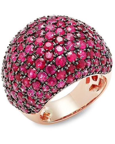 Effy 14k Rose Gold & Natural Ruby Dome Ring - Pink