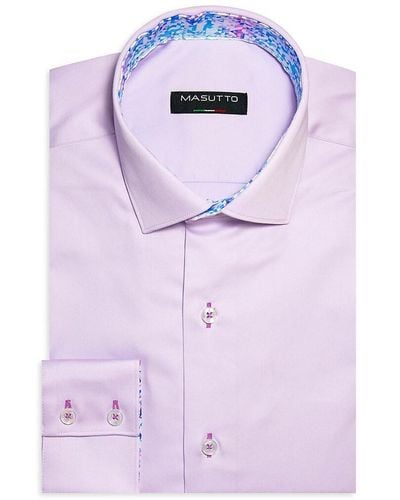 MASUTTO Classic Fit Solid Dress Shirt - Purple