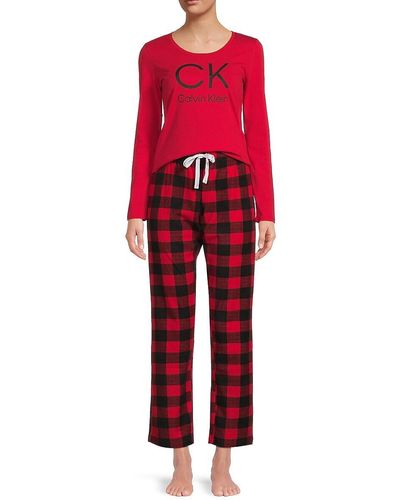 Calvin Klein 2-piece Plaid Pyjama Pant Set - Black