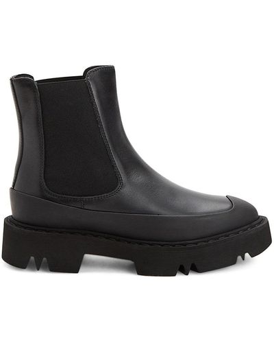 Aquatalia Holly Lug-sole Leather Pull-on Hiking Boots - Black