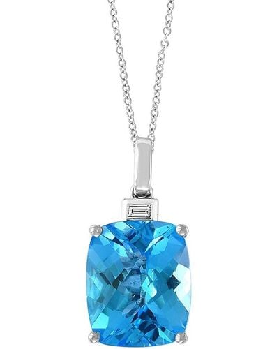 Effy 14k White Gold, Topaz & Diamond Necklace - Blue