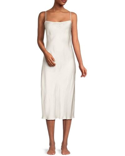 Natori Satin Midi Slip Dress - White