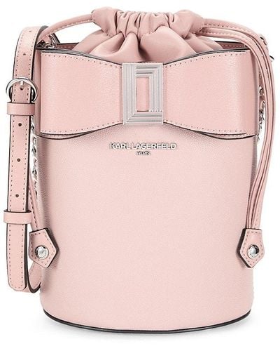 Karl Lagerfeld Logo Leather Crossbody Bag - Pink