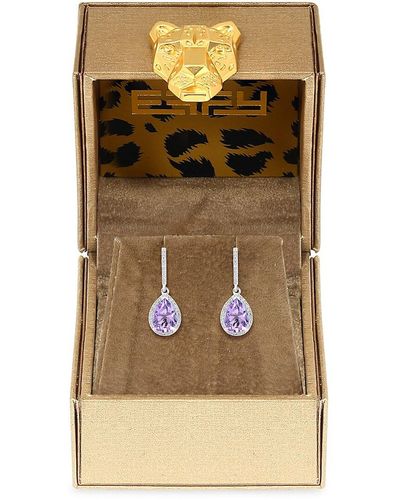 Effy 14k White Gold, Amethyst & Diamond Drop Earrings - Purple