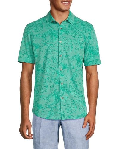 Tommy Bahama 'Full Blooms Leaf Graphic Shirt - Blue