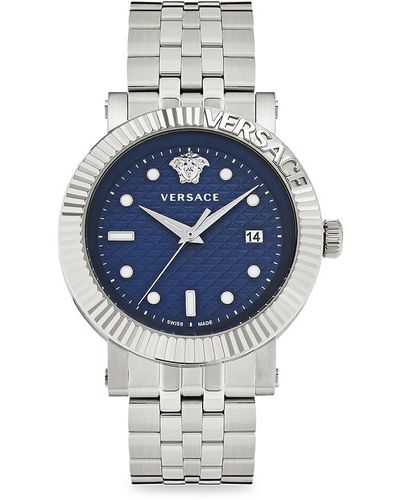 Versace V-Classic 42Mm Stainless Steel Bracelet Watch - Gray
