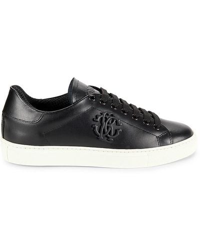 Roberto Cavalli Low Top Leather Platform Sneakers - Black