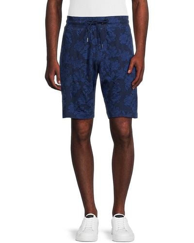 Robert Graham Nielsen Floral Flat Front Drawstring Shorts - Blue