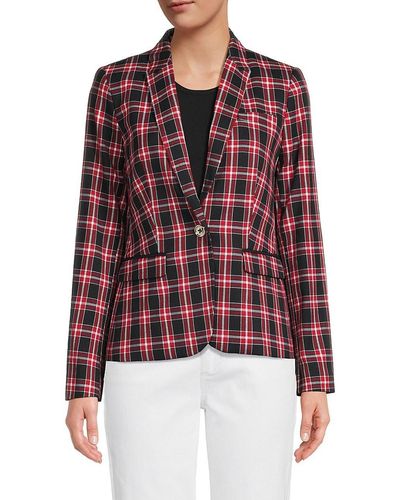 Tommy Hilfiger Windowpane Single Breasted Jacket - Red