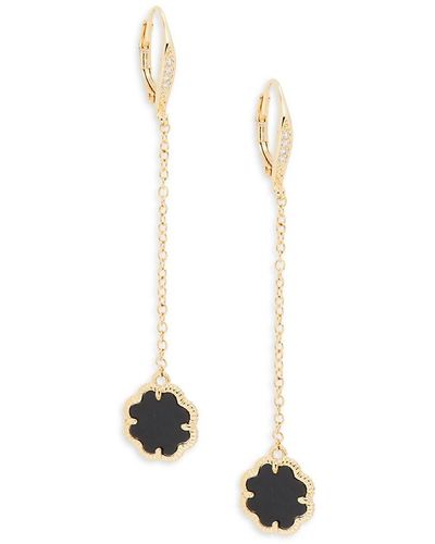 Sterling Forever 14K Goldplated, Mother-Of-Pearl & Cubic Zirconia Drop Earrings - Black