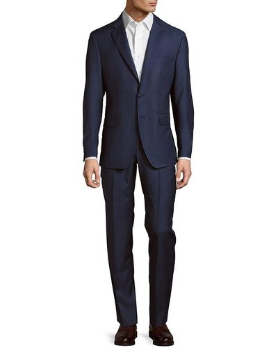 Saks Fifth Avenue Men's Modern-fit Wool Suit - Blue - Size 42 R